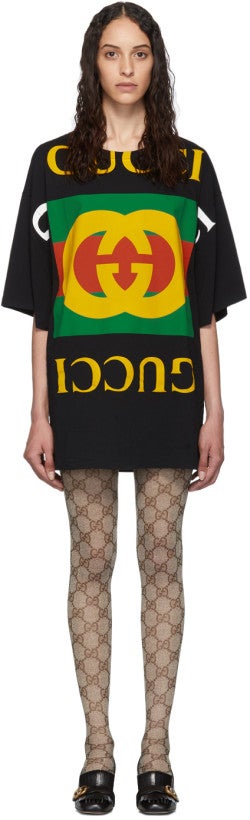 Gucci + Black Oversized T-Shirt Dress
